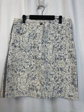 384. Elliott Lauren Blue White Floral Print Pencil Skirt Size 8